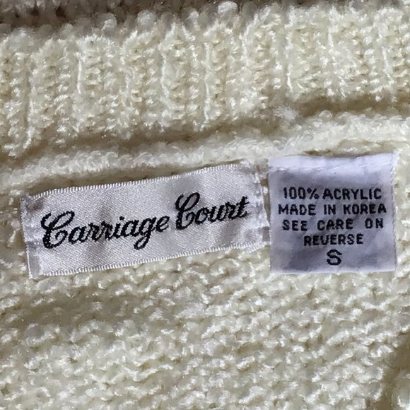 Carriage Court - Cream V-neck pink & green argyle sweater vest - Picture 5 of 6